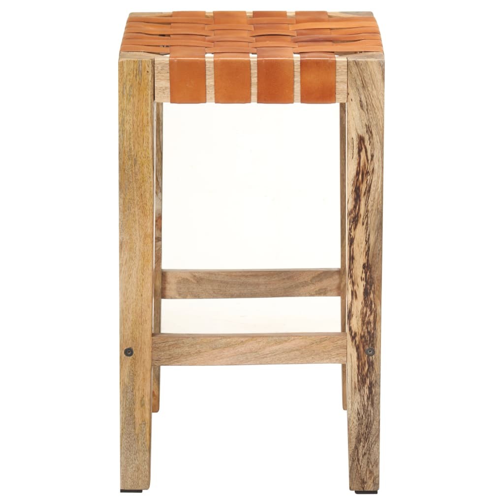 Bar Stools 2 pcs Brown Real Leather 60 cm